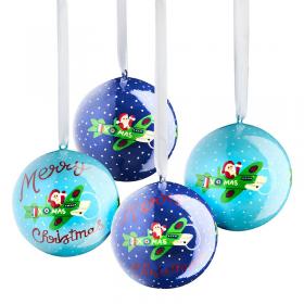 santa in a spitfire 2021 christmas buable blue set hanging christmas decoration